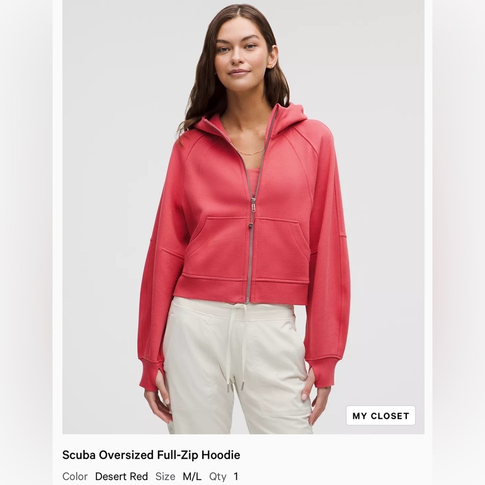 LULULEMON NWT Scuba Oversized Full Zip Hoodie - Desert Red , M/L